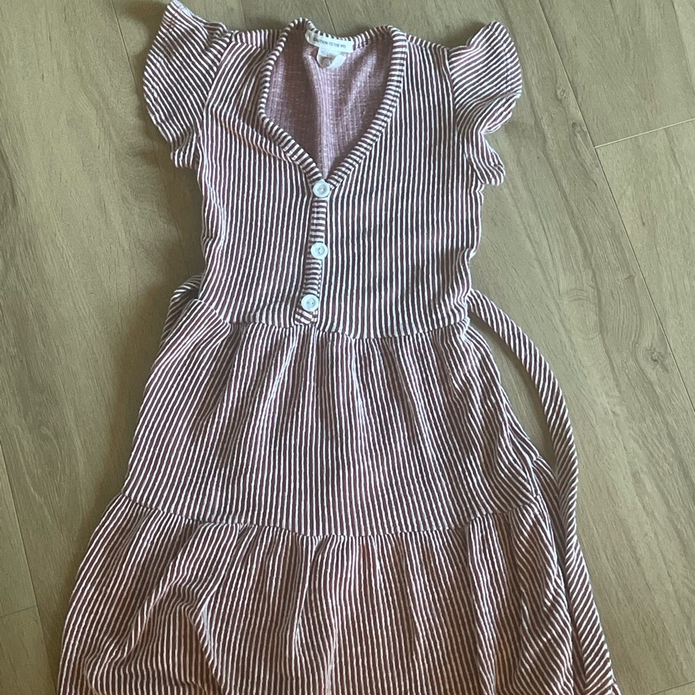 Caution To The Wind Pink and White Striped Kids Dress